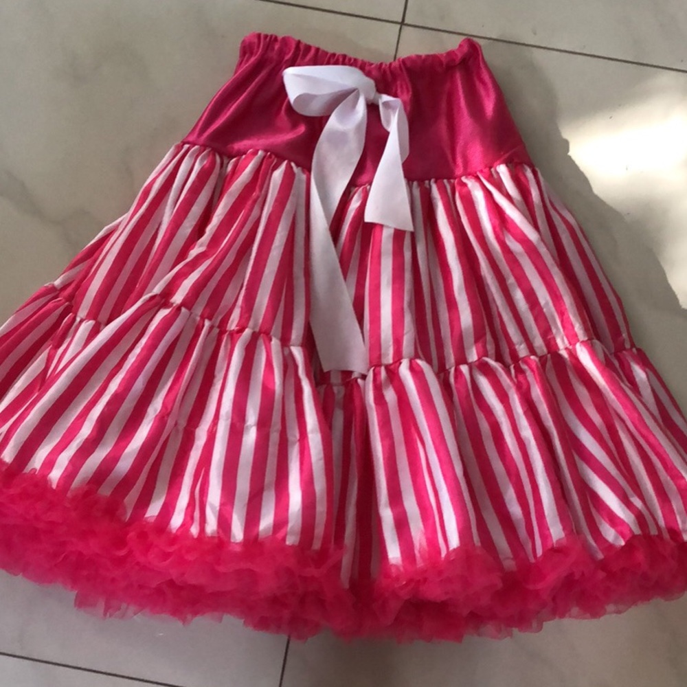 Girls pink stripped Tutu small 4-6
